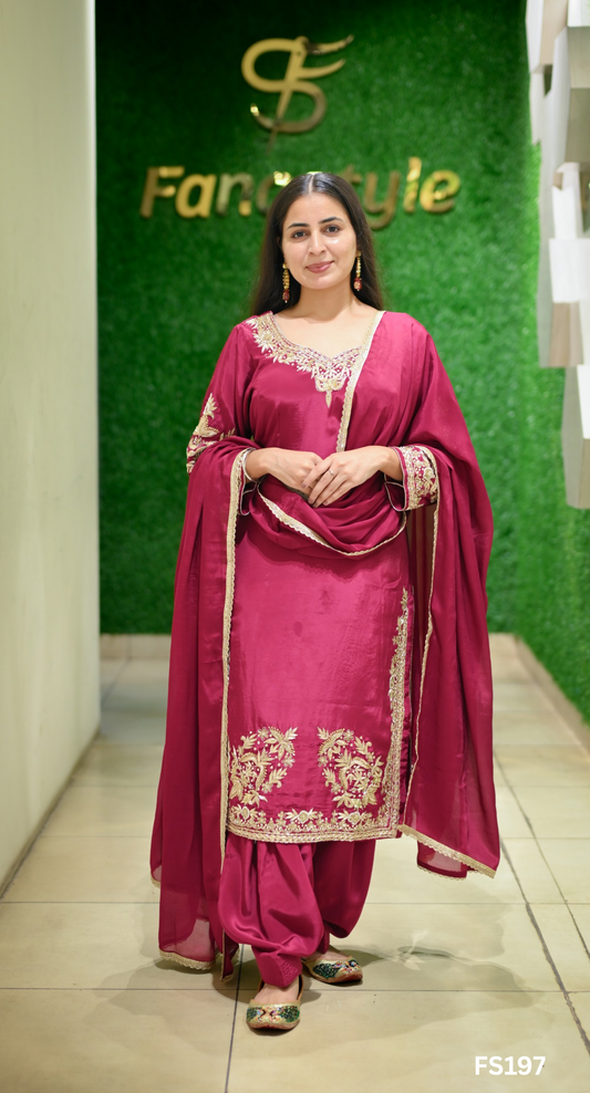 FS197 | Dark Purple |  Crepe | Crepe Suit | Wedding | Party Wear | Ring Ceremony | Festival Suit | Allover suit| F9HAAA