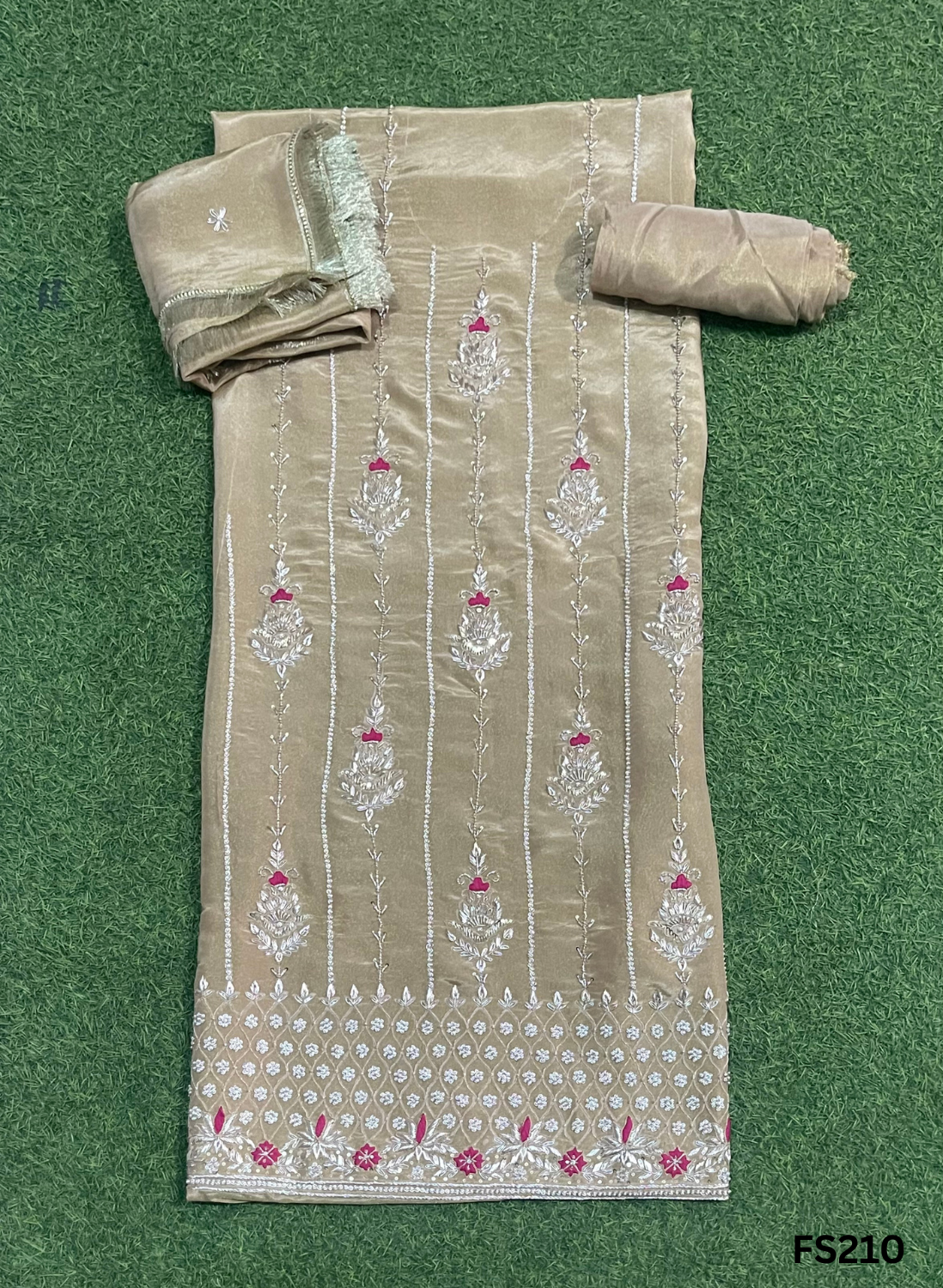 FS210 | Golden | Shimmer Suit | Party Wear | Wedding | Jaggo | Ring Ceremony | Festival