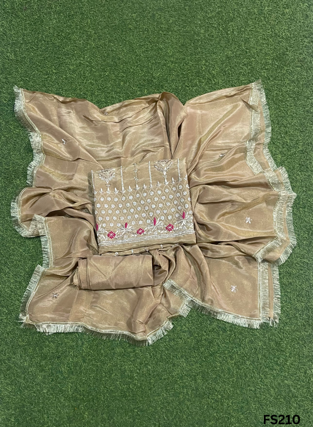 FS210 | Golden | Shimmer Suit | Party Wear | Wedding | Jaggo | Ring Ceremony | Festival