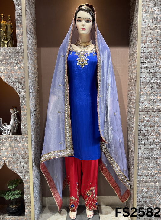 FS2582 | Royal-Blue | Silk | Party Wear | Wedding | Jaggo | Ring Ceremony | Festival