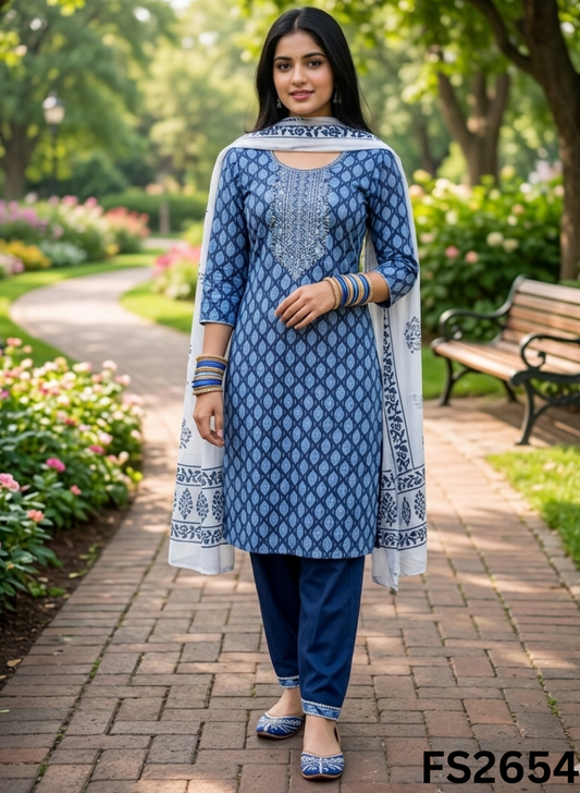 FS2654 | NAVY BLUE | Cotton Suit | Casual wear  | Summer Suits | Regular  wear
