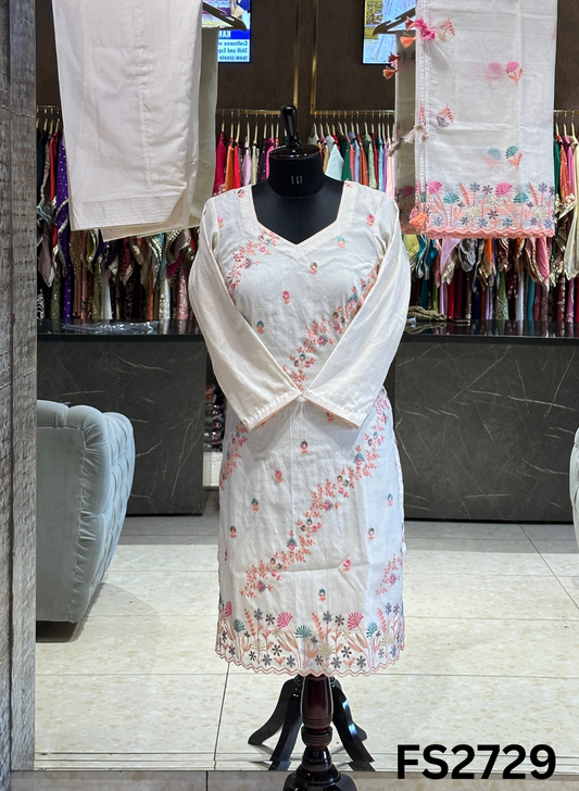 FS2729 | Pure Mal Chanderi Cotton Suit | Casual wear  | Summer Suits | Regular wear