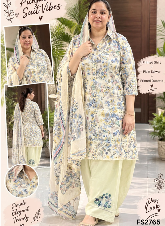FS2765 | Check Cotton  Suit | Casual wear  | Summer Suits | Regular  wear