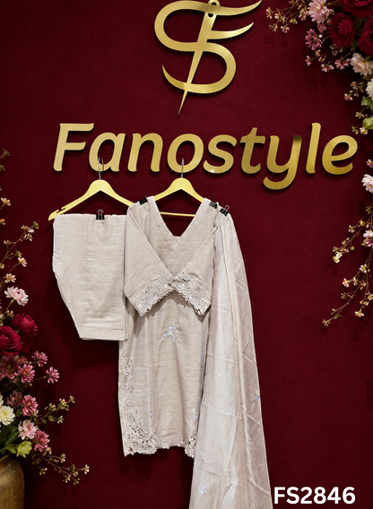 FS2846 | Linen cotton Suit | Party Wear | Wedding | Jaggo | Festival | Regular wear