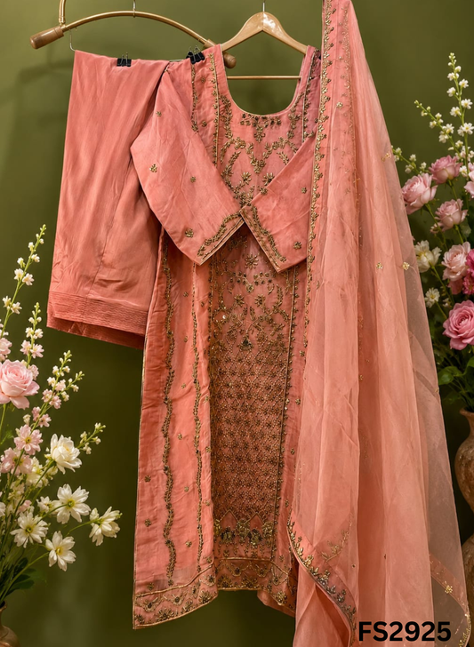 FS2925 | ( IN STOCK 15 -20 DAYS ) Pure Organza Suit | Party Wear | Wedding | Ring Ceremony | Festival | Bridal