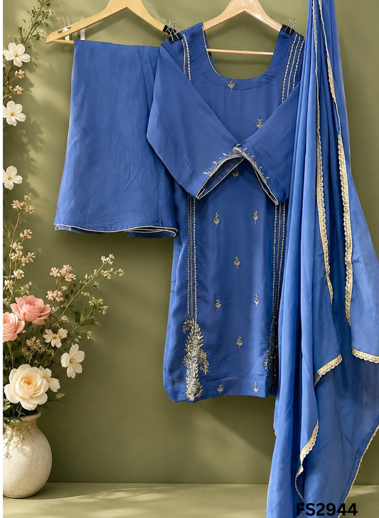 FS2944 | Satin Crepe | Party Wear | Wedding | Jaggo | Ring Ceremony | Festival