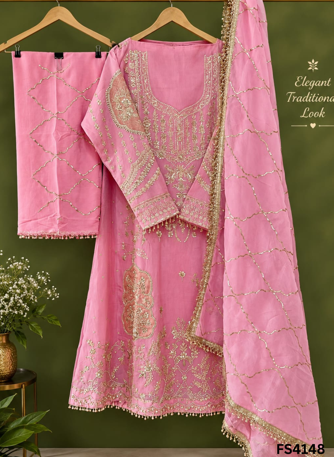 FS4148 | Organza Suit | Jaggo Wear  | Party Wear | Ring Ceremony |  Wedding Wear |
