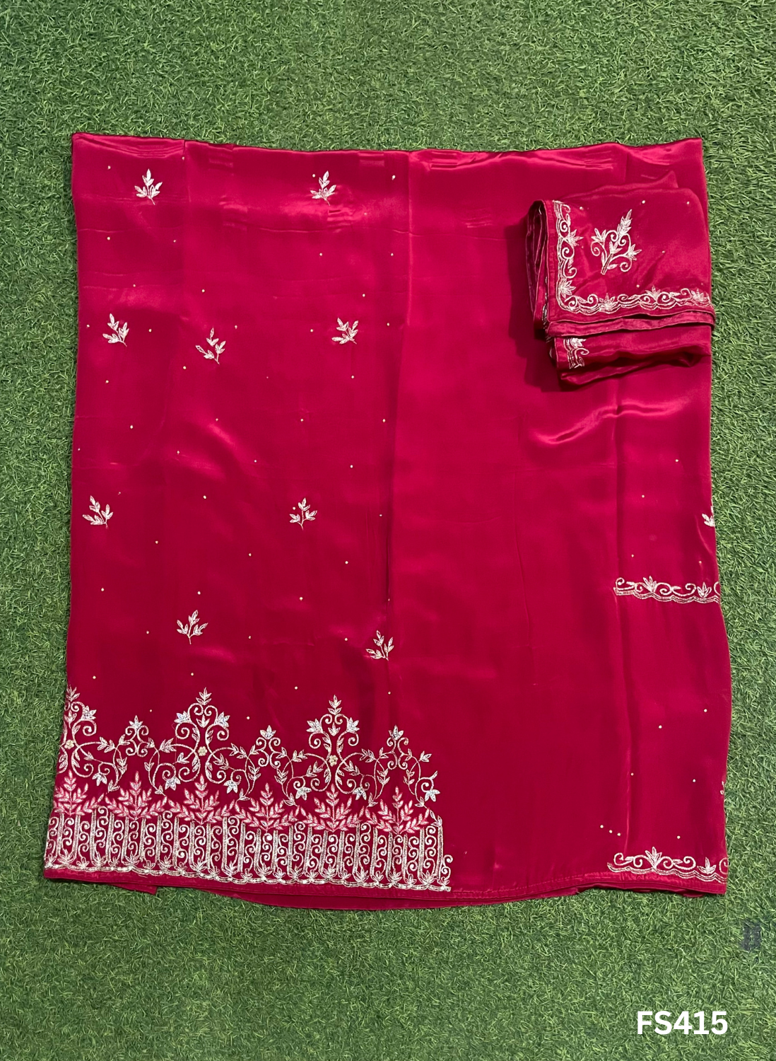 FS415 | RED | Crepe | Party Wear | Wedding | Jaggo | Ring Ceremony | Festival