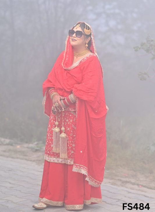 FS484 | Mehroon | Pure silk | Wedding | Party Wear | Ring Ceremony | Festival Suit