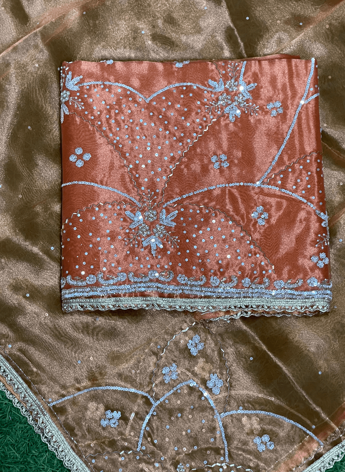 Rust | Glass Shimmer Suit| Party Wear | Wedding | Jaggo | Ring Ceremony | Festival | FS486