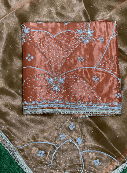 Rust | Glass Shimmer Suit| Party Wear | Wedding | Jaggo | Ring Ceremony | Festival | FS486