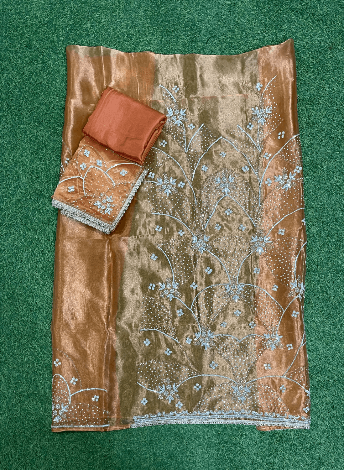 Rust | Glass Shimmer Suit| Party Wear | Wedding | Jaggo | Ring Ceremony | Festival | FS486