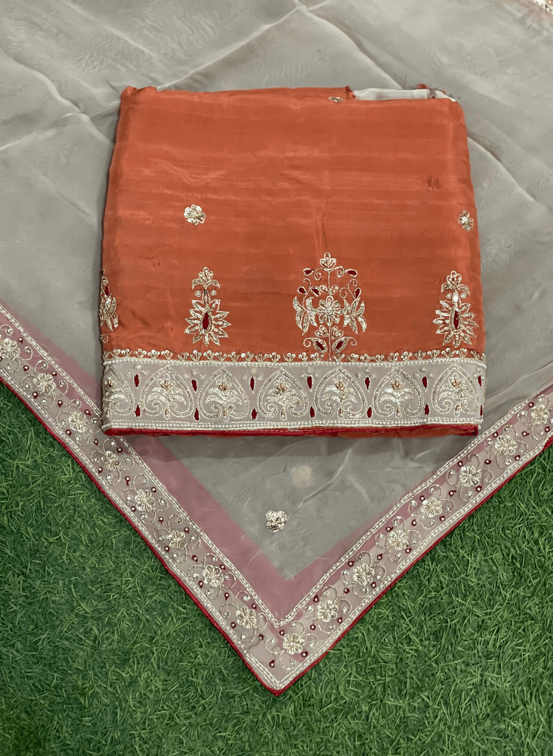 Rust | Raw Silk | Party Wear | Wedding | Jaggo | Ring Ceremony | Festival | FS545