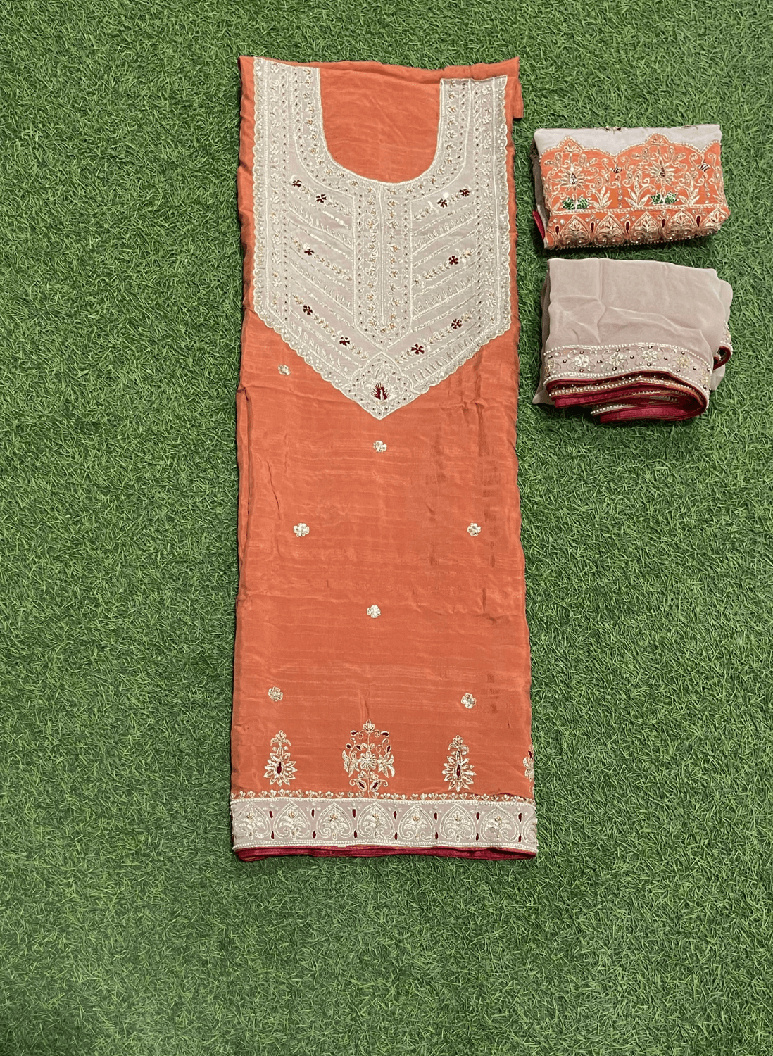Rust | Raw Silk | Party Wear | Wedding | Jaggo | Ring Ceremony | Festival | FS545