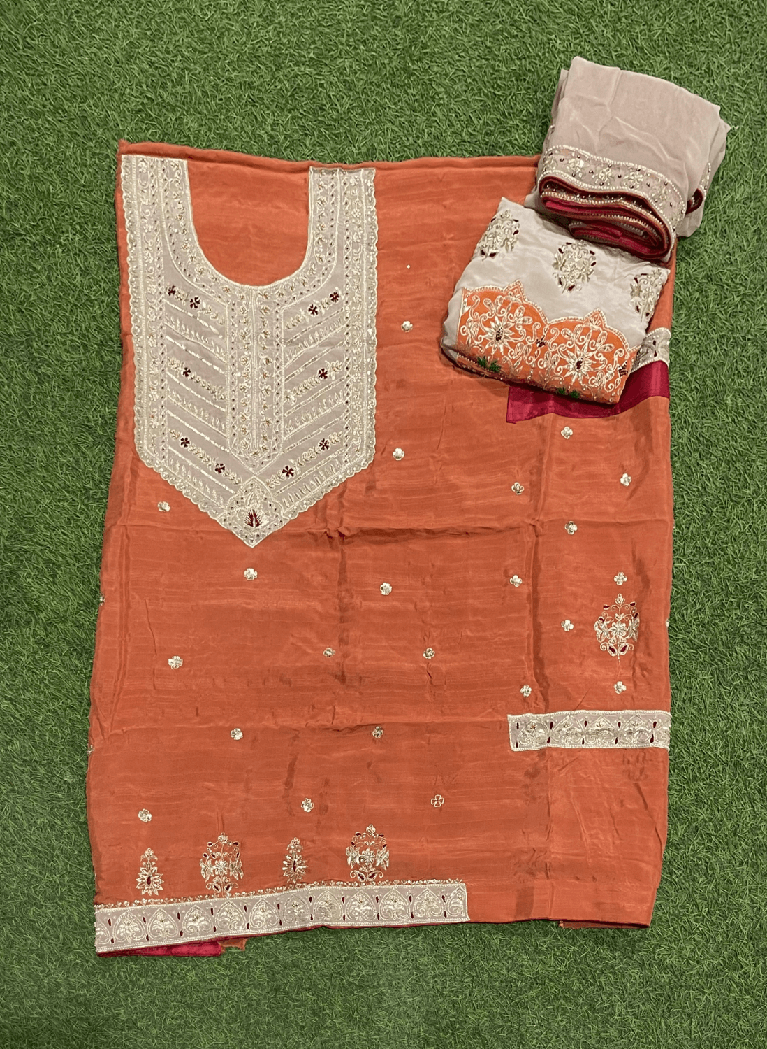 Rust | Raw Silk | Party Wear | Wedding | Jaggo | Ring Ceremony | Festival | FS545