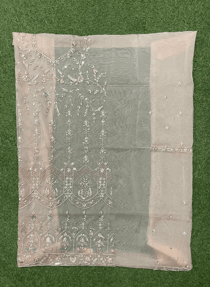 FS560 | Peach Organza Suit | Party Wear | Wedding | Ring Ceremony | Festival | Bridal | F9BCAAA