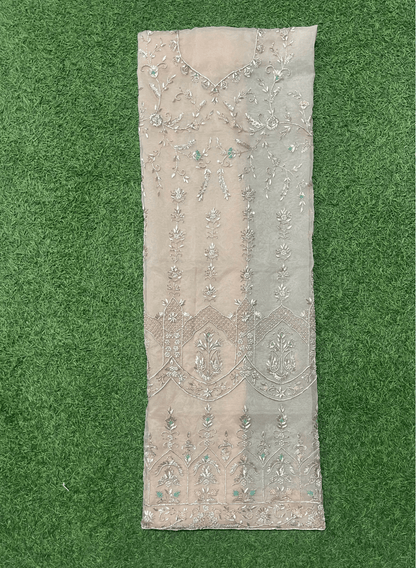 FS560 | Peach Organza Suit | Party Wear | Wedding | Ring Ceremony | Festival | Bridal | F9BCAAA