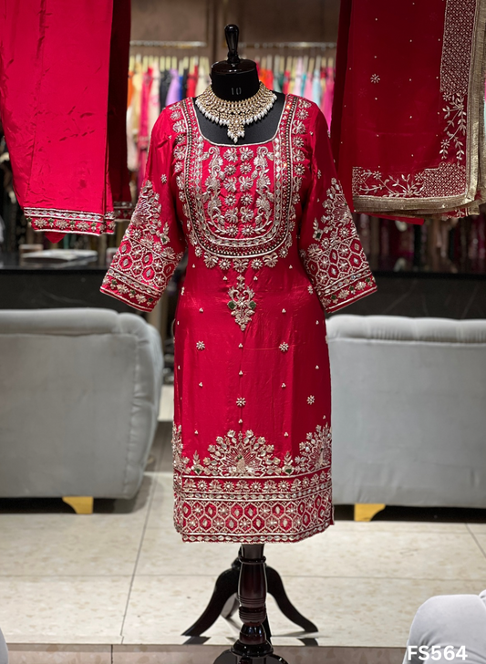 FS564 | Wine | Silk Suit | Bridal Suit | Party Wear | Wedding | Festival | Celebrity | Ring Ceremony