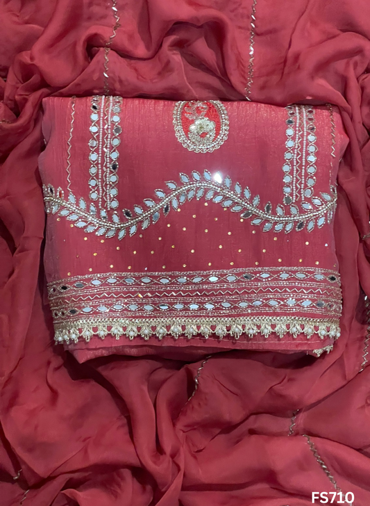 FS710 | Crush Shimmer Suit | Party Wear | Wedding | Jaggo | Ring Ceremony | Festival |