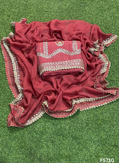 FS710 | Crush Shimmer Suit | Party Wear | Wedding | Jaggo | Ring Ceremony | Festival |