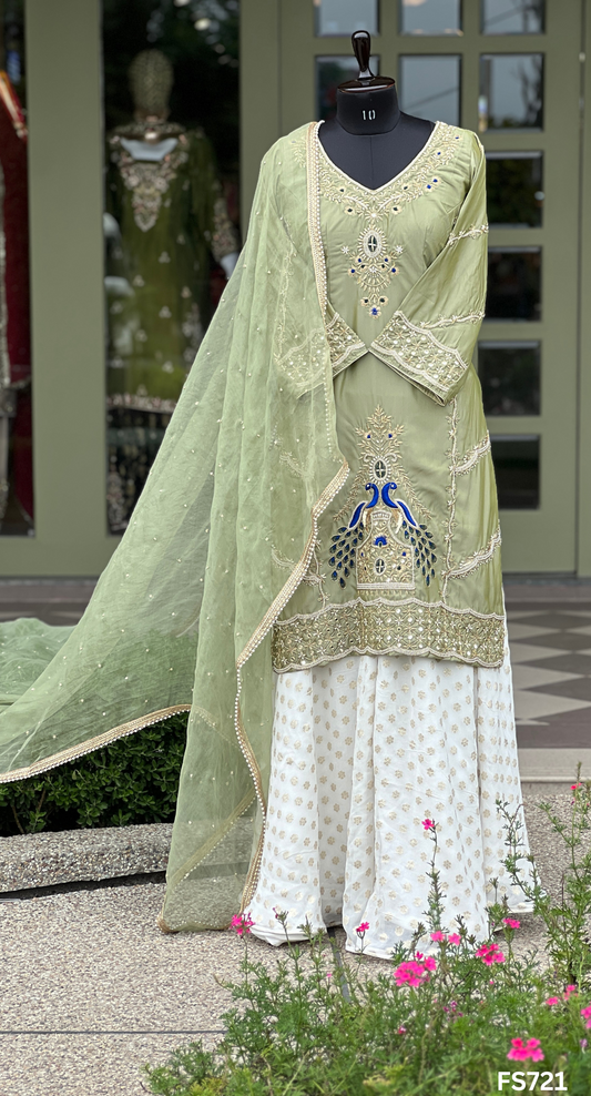 FS721 | Pista | Cross Silk | Party Wear | Wedding | Jaggo | Ring Ceremony | Festival