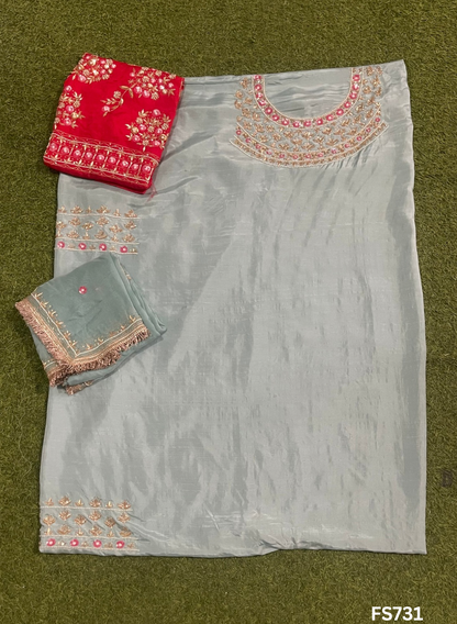 FS731 |Raw Silk |   Suit | Party Wear | Wedding | Jaggo | Ring Ceremony | Festival|