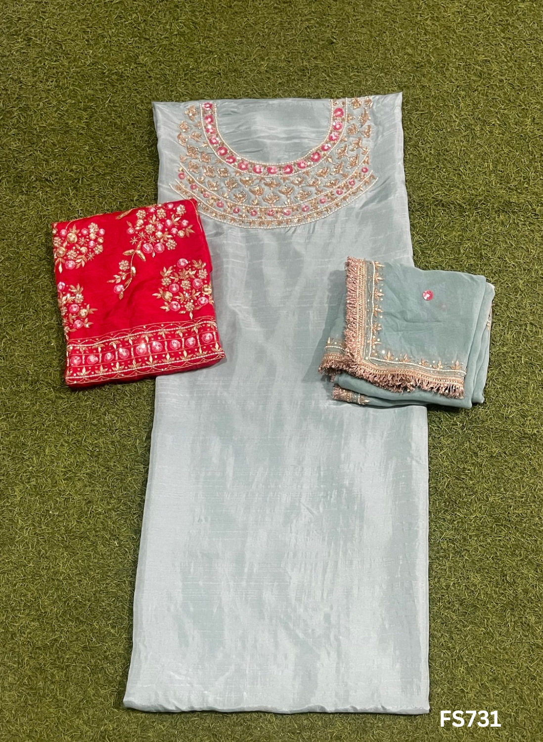 FS731 |Raw Silk |   Suit | Party Wear | Wedding | Jaggo | Ring Ceremony | Festival|