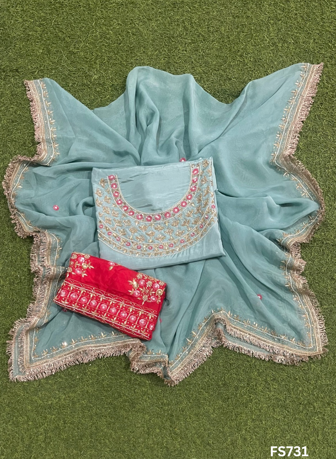 FS731 |Raw Silk |   Suit | Party Wear | Wedding | Jaggo | Ring Ceremony | Festival|