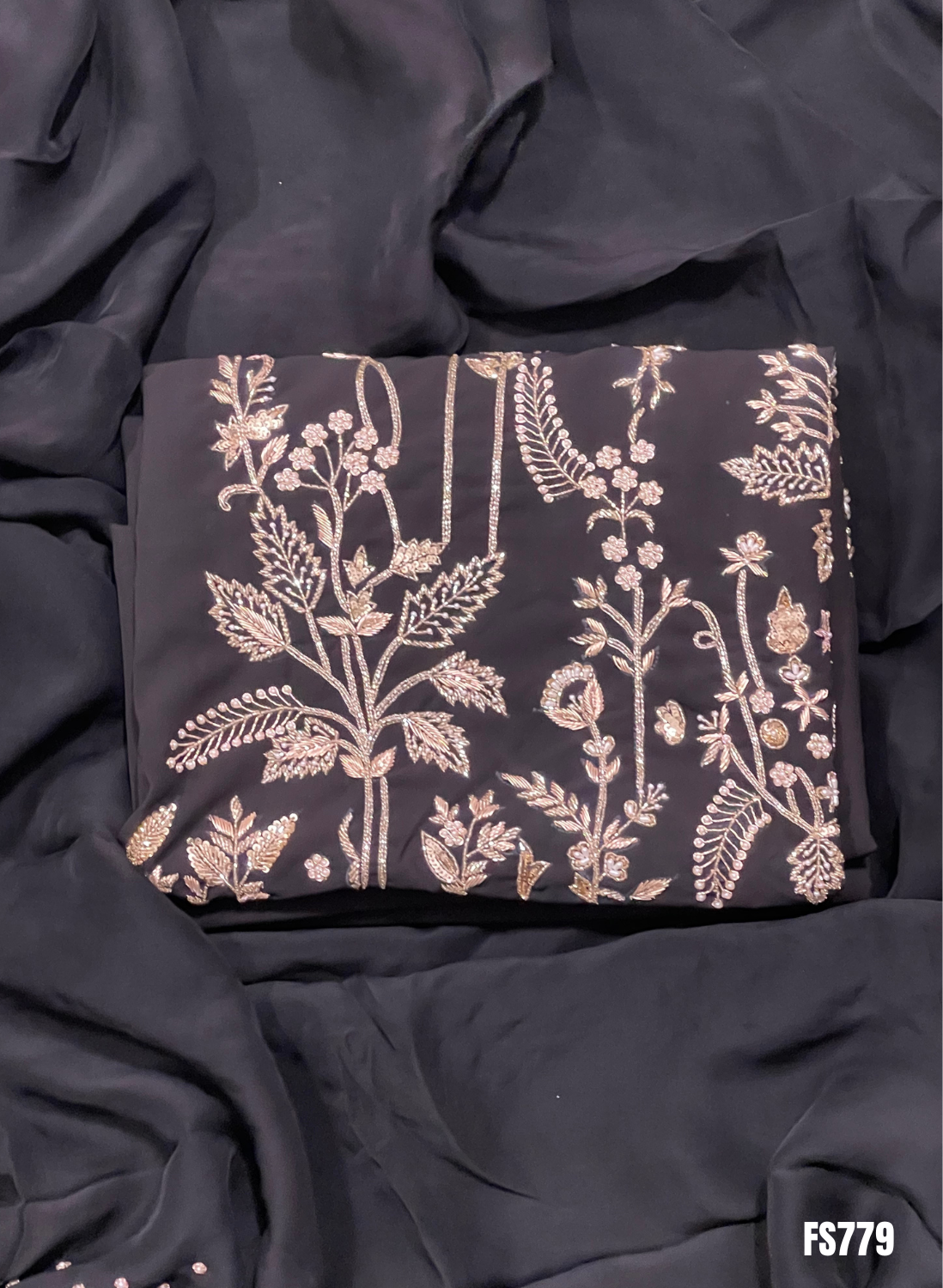 FS779 | Black | Cross Silk | Party Wear | Wedding | Jaggo | Ring Ceremony | Festival | F9GCAA