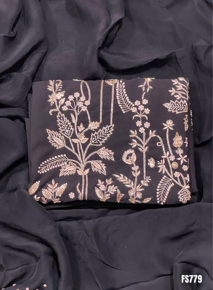 FS779 | Black | Cross Silk | Party Wear | Wedding | Jaggo | Ring Ceremony | Festival | F9GCAA