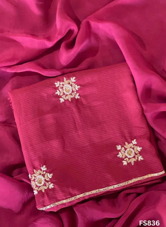 FS836 | Mehroon | Georgette Suit | Party Wear | Wedding | Jaggo | Ring Ceremony | Festival | F9CEAA