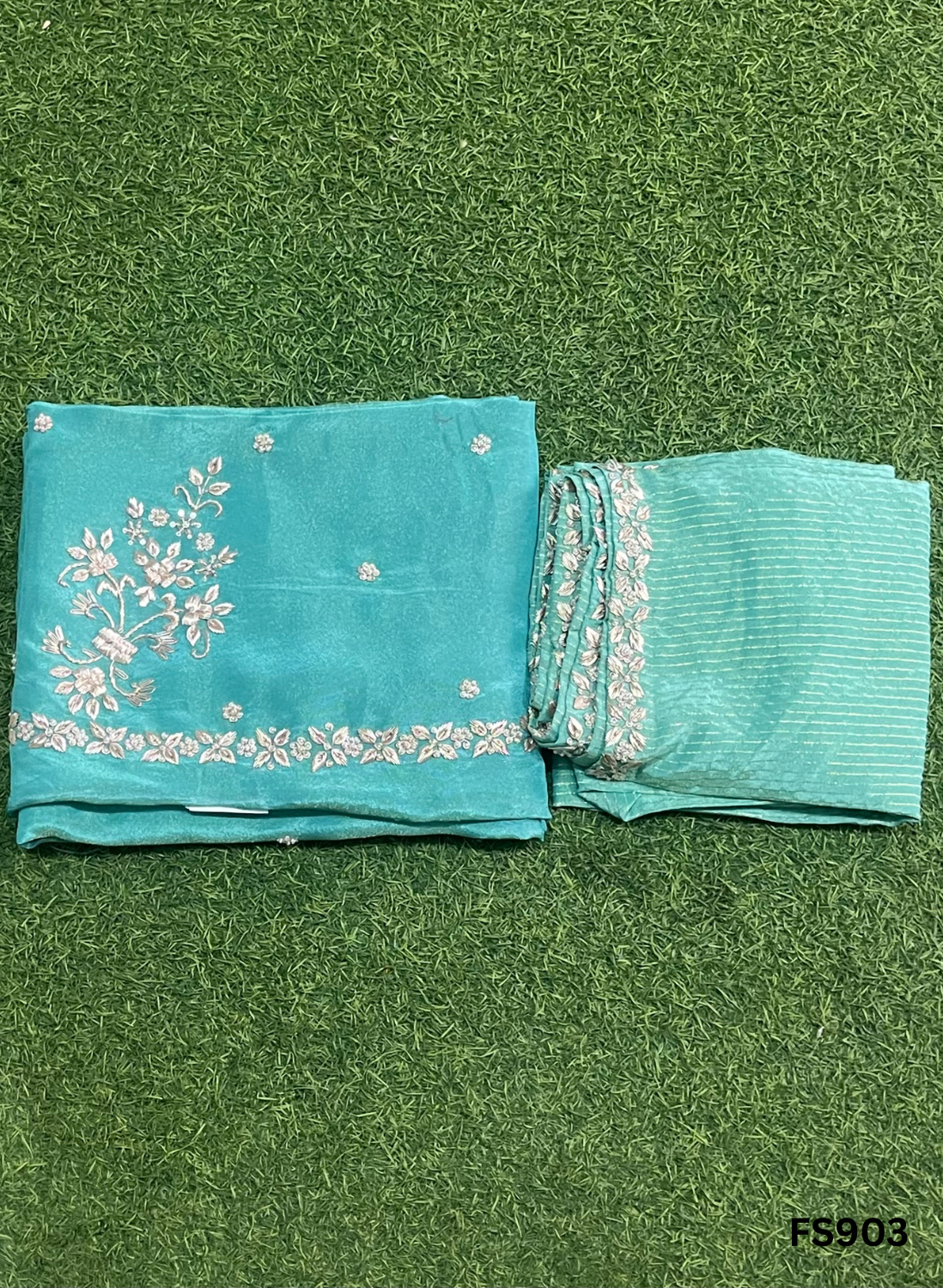 FS903 | Light Sky Blue| Shimmer Suit | Party Wear | Wedding | Jaggo | Ring Ceremony | Festival |  F9JFAA