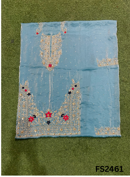 FS2461 | Sky blue | Fendy | Silk | Party Wear | Wedding | Jaggo | Ring Ceremony | Festival