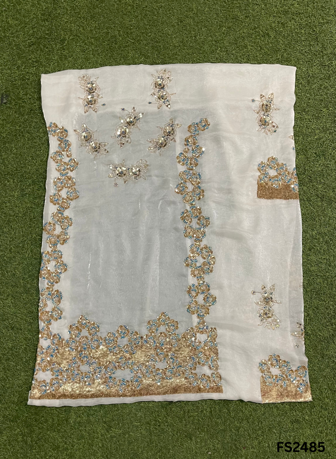 FS2485 | Off-White | Fendi Silk | Party Wear | Wedding | Jaggo | Ring Ceremony | Festival