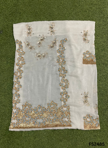 FS2485 | Off-White | Fendi Silk | Party Wear | Wedding | Jaggo | Ring Ceremony | Festival