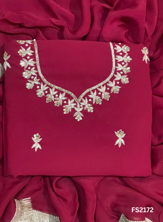 FS2172 | Mehroon | Georgette Suit | Kurti-Lehnga | Party Wear | Wedding | Jaggo | Ring Ceremony | Festival&nbsp;