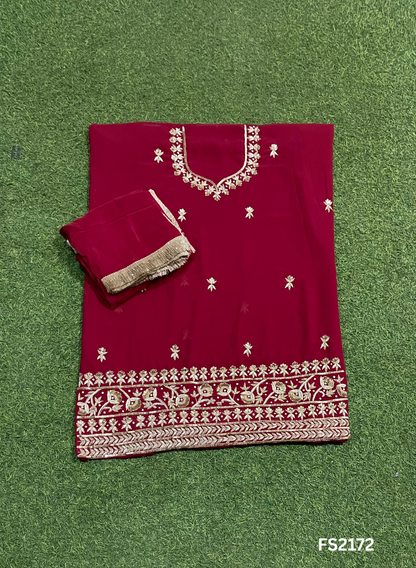 FS2172 | Mehroon | Georgette Suit | Kurti-Lehnga | Party Wear | Wedding | Jaggo | Ring Ceremony | Festival&nbsp;