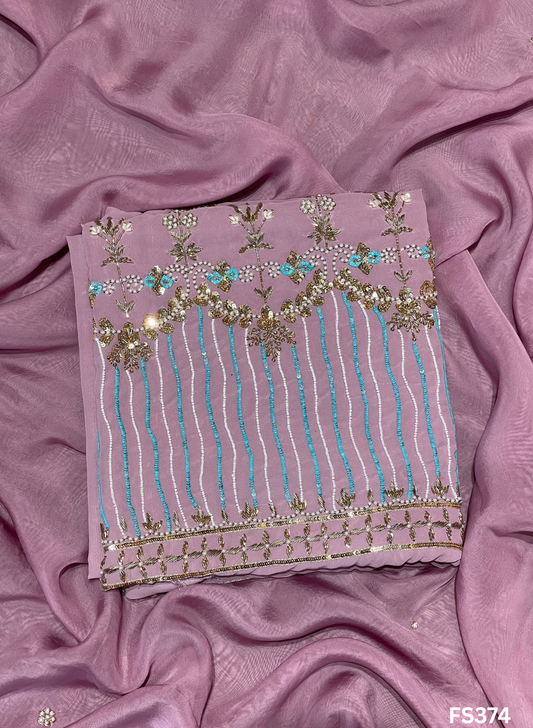 FS374 | Light Purple | Georgette Suit | Party Wear | Wedding | Jaggo | Ring Ceremony | Festival |