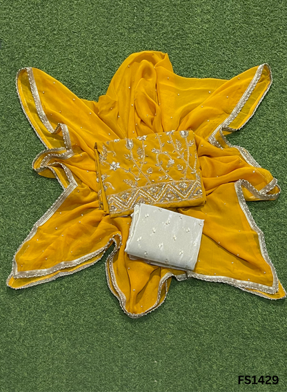 FS1429 | Yellow | Georgette Suit | Party Wear | Wedding | Jaggo | Ring Ceremony | Festival&nbsp;