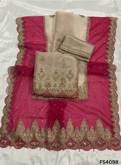 FS4098 | Glass Shimmer Suit | Party Wear | Wedding | Jaggo | Ring Ceremony | Festival