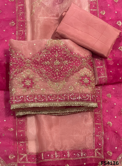 FS4136 | Glass Shimmer Suit | Party Wear | Wedding | Jaggo | Ring Ceremony | Festival