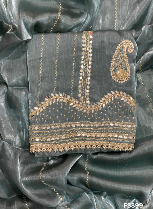 FS899 | Glass Shimmer Suit | Party Wear | Wedding | Jaggo | Ring Ceremony | Festival|