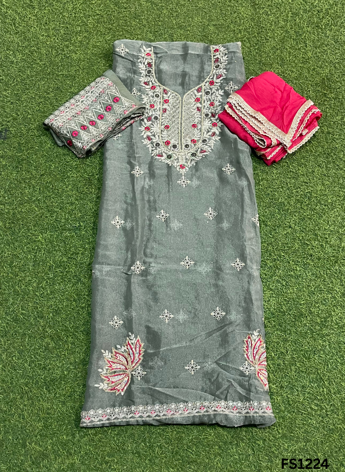 FS1224  | Sea-Green | Glass Shimmer Suit | Party Wear | Wedding | Jaggo | Ring Ceremony | Festival