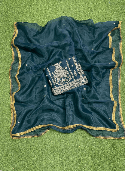 Navy Blue | Glass Shimmer Suit | Party Wear | Wedding | Jaggo | Ring Ceremony | Festival| FS733