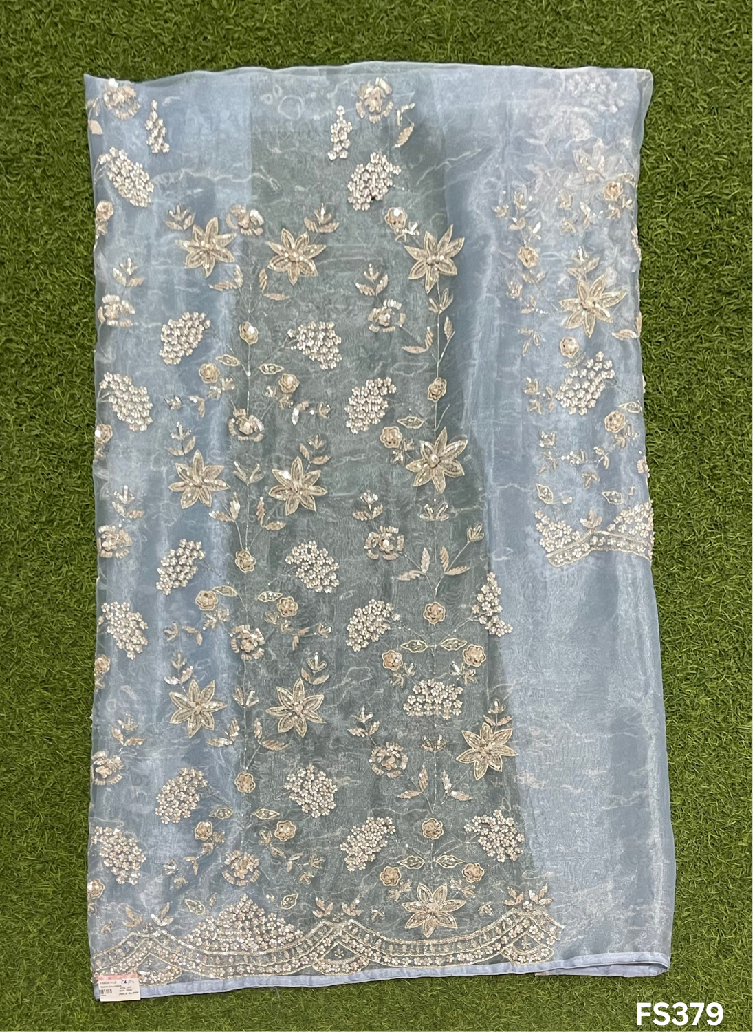 FS379 |Powder Blue |Glass Shimmer Suit | Party Wear | Wedding | Jaggo | Ring Ceremony | Festival