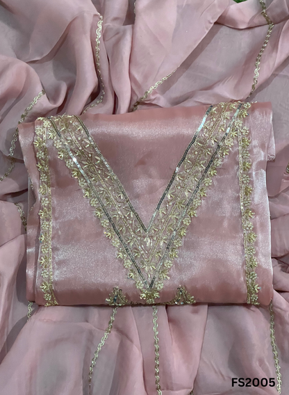 FS2005 | Peach | Glass Shimmer Suit | Party Wear | Wedding | Jaggo | Ring Ceremony | Festival