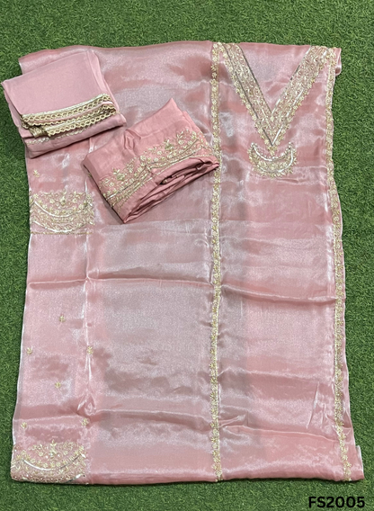 FS2005 | Peach | Glass Shimmer Suit | Party Wear | Wedding | Jaggo | Ring Ceremony | Festival