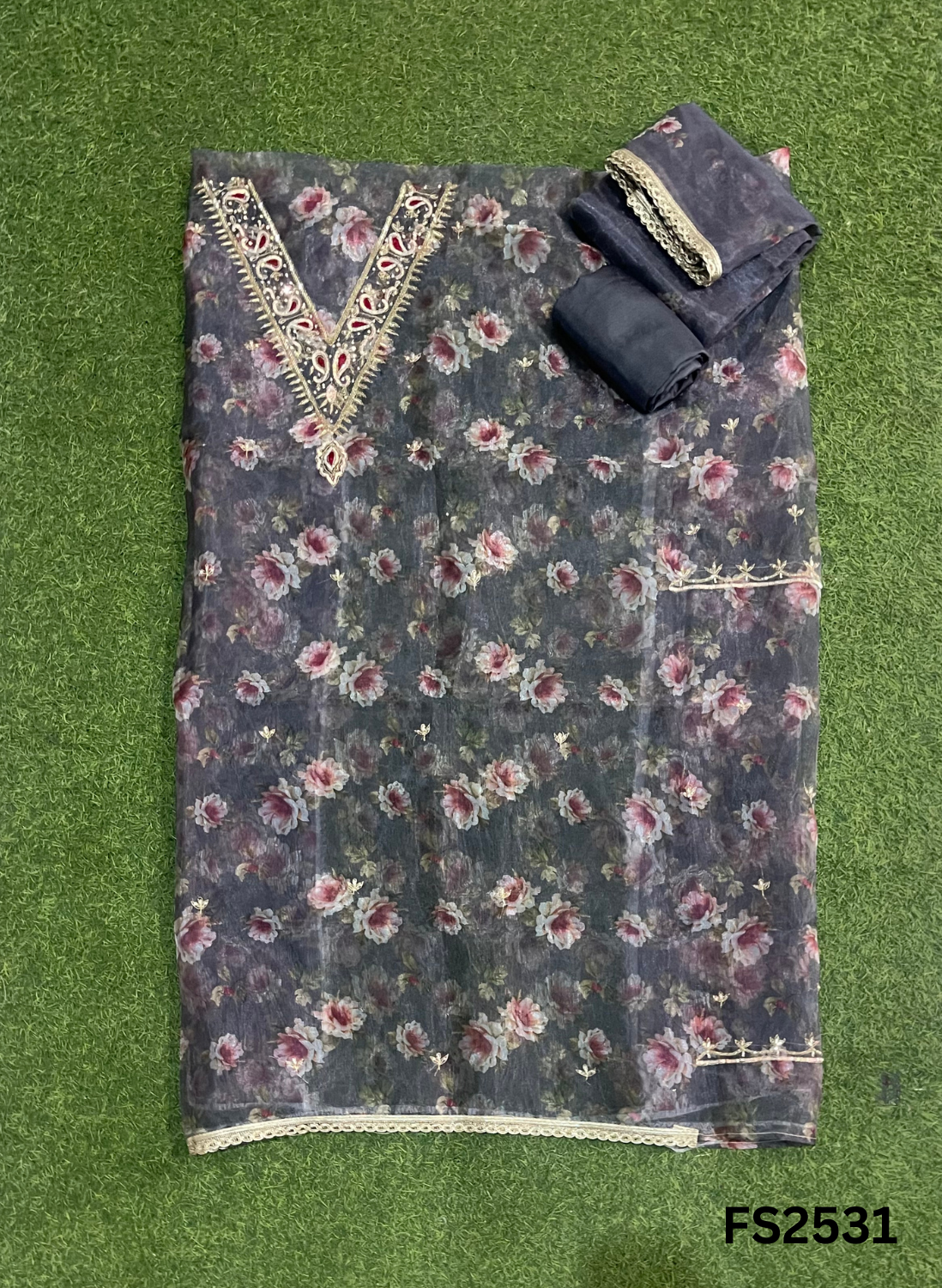 FS2531 |  Purple | Glass Shimmer Suit | Party Wear | Wedding | Jaggo | Ring Ceremony | Festival