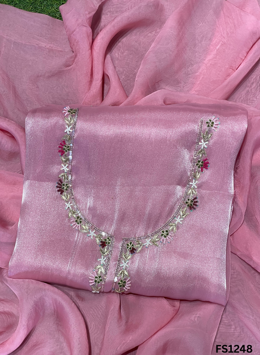 FS1248 | Baby-Pink | Glass Shimmer Suit | Party Wear | Wedding | Jaggo | Ring Ceremony | Festival