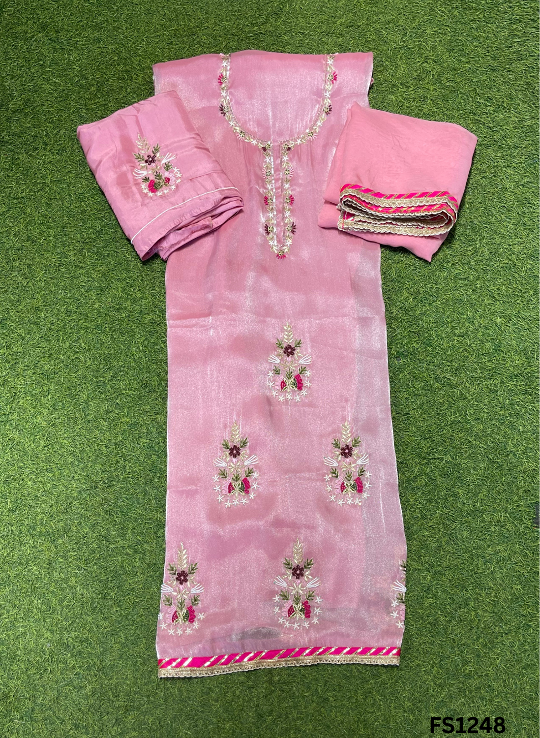 FS1248 | Baby-Pink | Glass Shimmer Suit | Party Wear | Wedding | Jaggo | Ring Ceremony | Festival